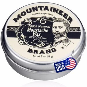 Mountaineer Brand Natural Mustache Wax | Citrus & Spice Scent | Made in West Virginia | Long Lasting Hold | Smooths, Conditons, Styles | Organic Moustache Balm | 2oz