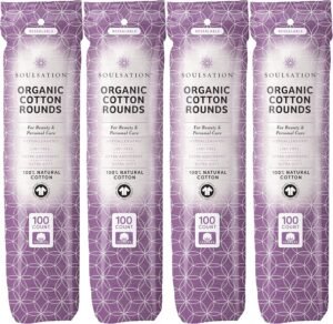 Organic Cotton Rounds, 400 Count – Makeup Remover Pads for Face, Lint-Free