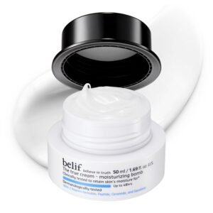 belif Moisturizing Bomb – Daily Ceramide Moisturizer with Peptide & Squalane, 48hr Hydration & Anti-Aging Cream, Milky & Lightweight, Restores Skin Barrier, Korean Skincare, 1.68 fl oz (50ml)