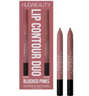 Huda Lip Contour Duo Blushed Pinks – 2 Mini Lip Pencils in Muted Pink and Pinky Brown