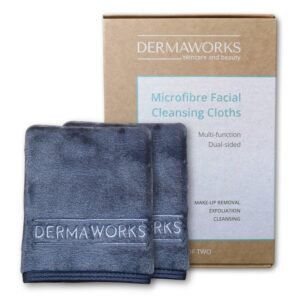 DERMAWORKS LUXURY FACE CLOTHS for Men & Women – Microfibre Flannel Face Cloths – Makeup Remover Cloth – Cleansing & Exfoliating – Soft & Gentle for Sensitive Skin – Home & Travel Wash Cloth – 2 Pack