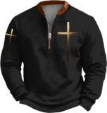 Men’s Crew Necks Sweatshirts Mens Quarter-Zip Pullover Sweater Casual Mock Neck Winter Warm Ribbed Polo Sweaters