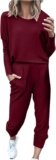 2 Piece Sets for Women Fall Two Piece Outfit Long Sleeve Pant Joggers Tracksuit Sets Comfy