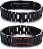 VNOX Baseball/Soccer/Football/Bastketball Gifts for Men Boys, Personalized Engraved Inspiration Quote Baseball Jersey Bracelet for Athletes Baseball Player Stainless Steel Wristband