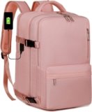 Travel Backpack For Women Men,Carry On Backpack,TSA Large Computer Backpack with USB Port,Hiking Backpack Waterproof Outdoor Sports Rucksack Casual Daypack Travel Essentials(Pink)