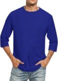 3/4 Sleeve Shirt for Men Solid Crewneck Tops Beach Casual Plus Size Loose Fit T Shirts Comfortable Baseball T-Shirt