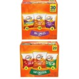 Goldfish Crackers Big Smiles Variety Pack with Cheddar, Colors, and Pretzels, Snack Packs, 30 Ct and Goldfish Crackers Say Cheeeese Variety Pack with Cheddar, Pizza and Parmesan, Snack Packs, 20 Ct