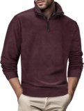 Men Sweater,Mens Quarter Zip Pullover Sweatshirts Quilted Pullover Knit Long Sleeve Mock Neck Sweater Polo