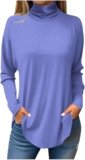 Womens Long Sleeve Shirts Turtleneck Long Sleeve Tunic Casual Loose Fit Tunics Tops Wear with Leggings