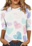 Valentines Day Clothes for Women Love Heart Raglans T-Shirts Casual Long Sleeve Valentine’s Day Graphic Tees Tops