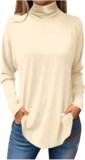 Womens Long Sleeve Shirts Turtle Necks Tops Long Sleeve Shirts Casual Dressy Blouses Drop Shoulder Tunic Tops