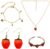 Voiiake Strawberry Costume Jewelry Set for Women – Cute Strawberry Accessories – Necklace, Earrings, Ring & Chain Bracelet for Halloween Party, Cosplay, Halloween Costumes