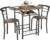 JUMMICO 3-Piece Wooden Round Table & Chair Set, Space Saving Kitchen Breakfast Nook Wood Grain Tabletop with Metal Frame and Built-in Wine Rack for Kitchen, Dining Room (Walnut/Black)