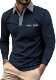 Shirts for Men,Men’s Polo Shirts Long Sleeve Casual Moisture Wicking Golf Polo Shirts Button Basic Collar T Shirt