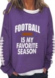 Football Sweatshirt Women Game Day Sweatshirts Football Team Fans Pullover Shirt Letter Graphic Long Sleeve Tops