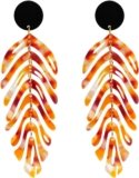 Leisure Vacation Exaggerated Vintage Long Geometric Earrings Acrylic Colorful Leaf shape