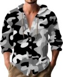 Long Sleeve T Shirt Men,Mens Linen Shirts Casual Button Down Shirts Long Sleeve Roll-Up Sleeve Spring Beach Tops with Hood