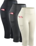 NELEUS Women’s Tummy Control High Waist Capri Running Leggings Yoga Pants with Pocket