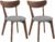 COSTWAY Dining Chairs Set of 2, Mid-Century Modern Kitchen & Dining Chairs with Curved Back and Cushioned Seat, Walnut Finished Wood Living Room Side Chairs for Kitchen, Dining Room, Bistro