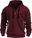 Mens Hoodies Pullover,Zip Up Hoodie Quarter Zip Pullover Tactical Sweatshirt Long Sleeve Hoodie with Pockets