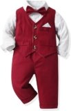 Boys Gentleman Fall Long Sleeved Bow Tie Cotton Shirt Vest Pants Three PC Christmas Children’s Suit Kid