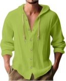 Mens Dress Shirts Long Sleeve,LinenShirts Button Down Shirts Long Sleeve Roll-Up Sleeve Summer Beach Shirts Tops with Hood