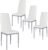 Giantex Set of 4 PU Leather Dining Side Chairs with Padded Seat Foot Cap Protection Stable Frame Heavy Duty High Back Design Dining Chairs for Kitchen Dining Room Home Furniture, White