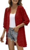 Women’s Open Front Cardigan 3/4 Sleeve or Long Sleeve Draped Ruffles Soft Casual Lightweight Long Cardigans Sweaters