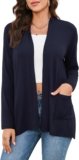 TASAMO Women’s Casual Lightweight Cardigan Long Sleeve Open Front with Pockets Cozy Soft Knitted Drape Fall Flowy Cardigan