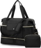 Vorspack Duffle Bag for Travel – Gym Bag for Women Men Duffel Bag with Shoe Pocket Travel Bag with Toiletry Bag Weekender Bag for Sports Gym Travel Yoga – Black