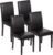 FDW Dining Chairs Set of 4,Dining Room Chairs,Side PU Cushion Chairs with Waterproof Surface and Wood Legs,for Kitchen Restaurant and Living Room,Leather Black