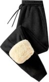 Sherpa Lined Sweatpants Women Athletic Winter Warm Fleece Pants with Pockets Jogger Trousers Trendy Fashion Trousers