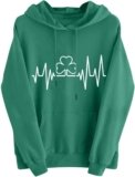 St Patricks Day Sweatshirt Women Funny Irish Shamrock Graphic Shirts Workout Clover Print Pullover Tops Loose Hoodies