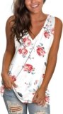 SAMPEEL Womens Summer Tank Tops Basic Tanks V Neck Sleeveless T Shirts Side Split