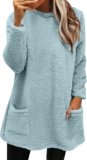 Plus Size Tops for Women Women’s Winter Warm Lined Fleece Crewneck Sweatshirt Pullover Tunic Tops with Pockets