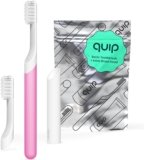 Quip Sonic Toothbrush for Adults with Timer – Includes Extra Brush Head and Travel Cover Mount – Electric, Soft Bristle Refill Head, Plastic Handle, 3 Month Battery Life – Travel Toothbrush – Magenta