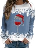 Crewneck Sweatshirts Women,Womens Long Sleeve Christmas Graphic Tees Casual Letter Printed T-Shirts Tops
