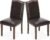 DUMOS Upholstered Dining Chairs，Set of 2 PU Leather Dining Room Kitchen Chair with Nailhead Trim and Wood Legs, Modern Side Chairs for Living Room-Brown