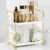 FSyueyun 2-Tier Bathroom Countertop Organizer, Tool-Less Installation Premium Plastics Makeup Shelf Organizer Perfume Skincare for Dresser Vanity Tray Organizers and Storage (Gold)