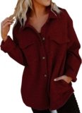 Burgundy Wine Lightning Deals of Today Baseball Loose Fit Coat for Women Winter Fall Long Sleeve Crew Turtleneck Neck Work Out Gym Lounge Running Crochet with Slit Cardigan Plain Outfits Ladies 2024 M
