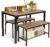 Giantex Dining Table Set for 4, 43″ Kitchen Table and Chairs, Dining Bench with Metal Frame & Storage Rack, 4-Piece Modern Functional Desk Set for Dinette, Small Space, Apartment, Restaurant, Brown