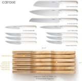 CAROTE 12PCS Knife Set, Stainless Steel Kitchen Knife Set with Drawer Store Kinife Organizer, Cutlery Knife Set with Block, Dishwasher Safe, White (Include Knives)