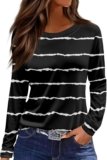 Long Sleeve Tops for Women Trendy Long Sleeve Tops Casual Round Neck Shirts Loose Fit Print Fashionable Tops