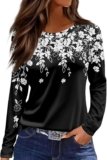 Womens Long Sleeve Tops Trendy Long Sleeve Tops Casual Round Neck Shirts Loose Fit Print Stylish Blouses