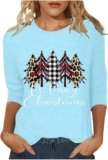 Christmas Shirts for Women Casual Xmas Tree Graphic Tees 3/4 Sleeve Christmas Tops Women Fashion Holiday Outfits