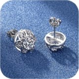 Diamond Stud Earrings for Women,Sparkling Heart Princess Cut Birthstone Stud Earrings Hypoallergenic Birthday Jewelry