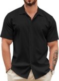COOFANDY Men’s Casual Button Down Shirts Short Sleeve Wrinkle-Free Summer Beach Wear