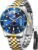 OLEVS Watches for Mens Stainless Steel Dress Mens Watches with Date Luxury Diamond Big Face Waterproof Blue/Black/Green/Gold/Red Dial Relojes para Hombres