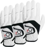 Amy Sport Golf Gloves Men Right Handed Golfer Left Hand 3 Pack Leather All Weather Grip Soft Breathable Flexible for Mens