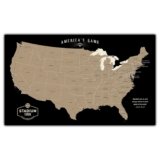 Holy Cow Canvas Personalized Canvas Baseball Stadium Map Tracker with Pins Includes Push Pins, Baseball Parks Bucket List, Customized Baseball Gift Baseball Map of Stadiums Push Pin USA Map (Black)